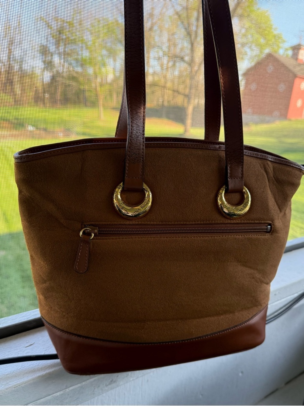 Nina Ricci  Vintage brown suede & Leather Tote Bag GUC - Picture 13 of 14